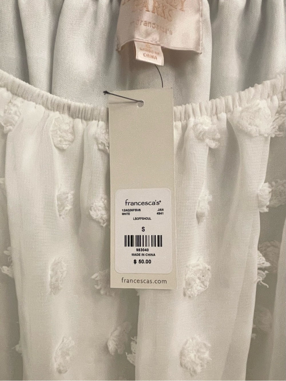 White Off-Shoulder Cropped Pom Pom Blouse - Picture 4 of 4